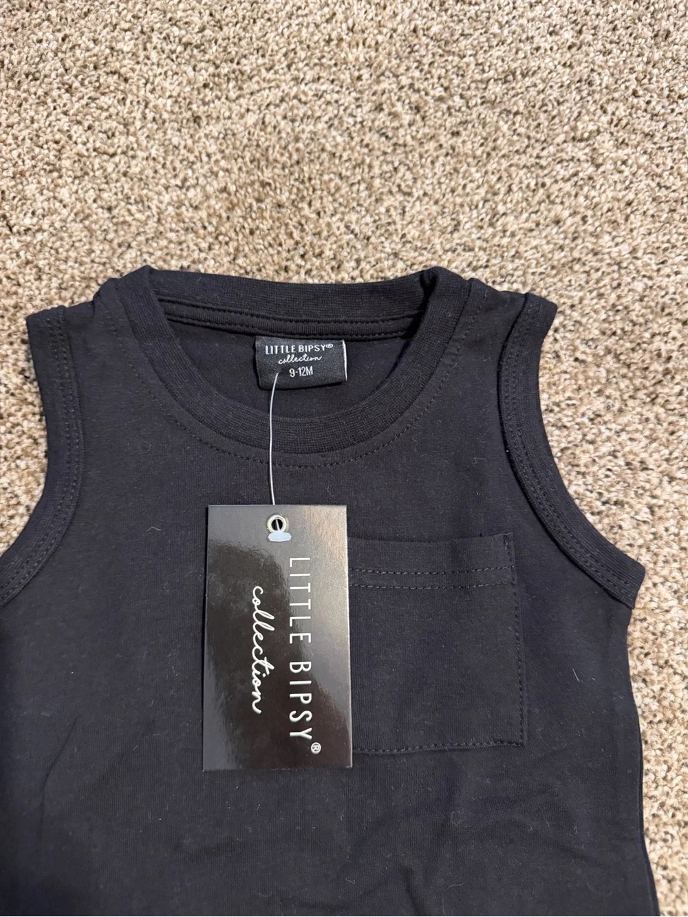 Little Bipsy Black Sleeveless Cotton Baby Bodysuit